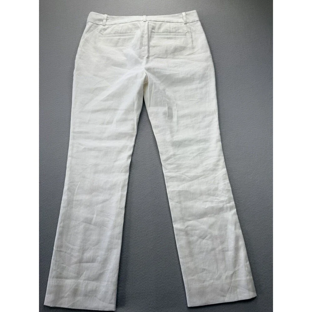 Diane Von Furstenberg Carissa Linen Blend White Bootcut Pants Women’s 8 NWT